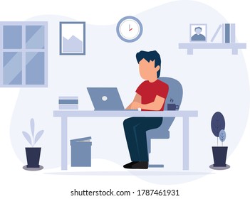 A young boy Work at home - Illustrator 