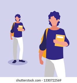 young boys couple modeling with notebooks
