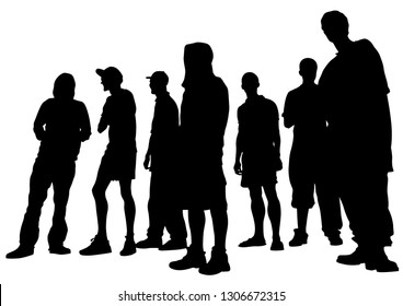 Young boys crowds on white background