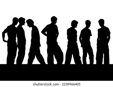 Young boys crowds on white background