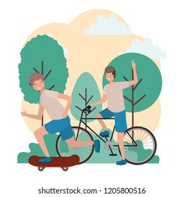 young boys practicing sports characters