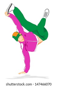 Young break dancer performance: freeze