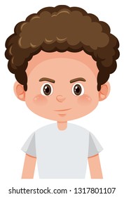 Young brunette boy white background illustration