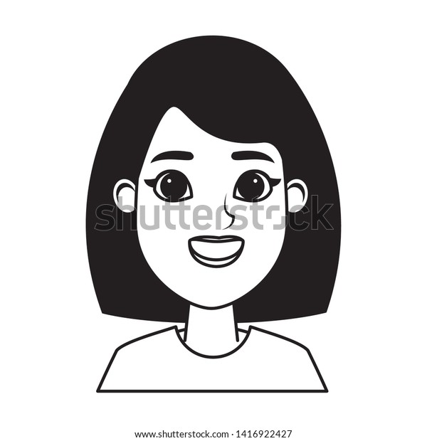 Young Brunette Woman Short Hair Avatar Stock Vector Royalty Free