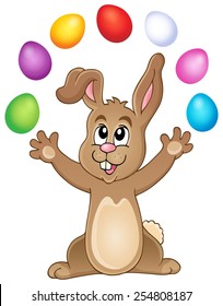 Young bunny with Easter eggs theme 3 - eps10 vector illustration.