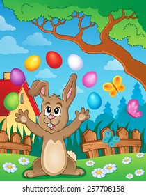 Young bunny with Easter eggs theme 4 - eps10 vector illustration.