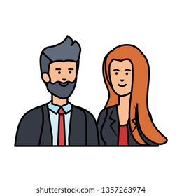 young business couple avatars characters