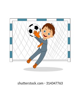 young business goalkeeper catching a ball,illustraition,vector