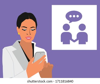 Young business lady. Vector illustration for infographics.