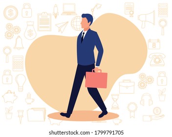 young business man avatar character vector illustration design