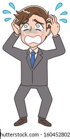 Young business man.He is crying.