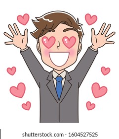 Young business man.He is delighted with the heart symbol.