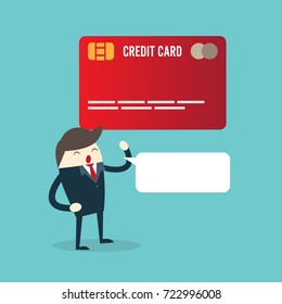 Young business man explain to using a credit card, shopping and retail concept