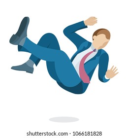 Young business man is falling down.
Falling businessman character in flat cartoon style, vector illustration.