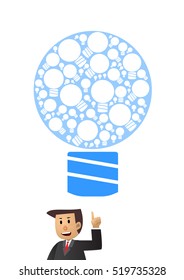 Young business man got an idea. Business concept illustration.