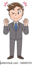 Young business man.He has positive emotions.