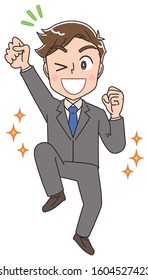 Young business man.He has positive emotions.