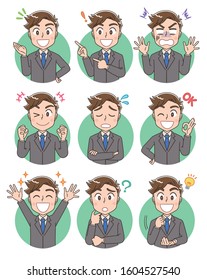 Young business man.He has various expressions.