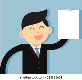 young business man holding blank paper