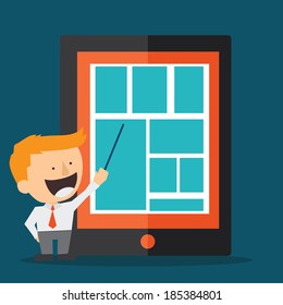 young business man presenting with tablet pad