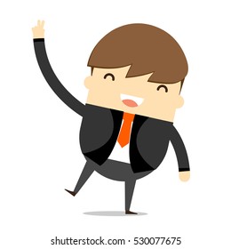 Young business man to show Victory Hand , Cartoon vector design