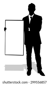young business man showing something on a board, vector 