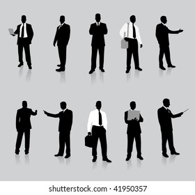 Young business man silhouettes