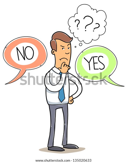 Young Business Man Thinking About Two Stock Vector (Royalty Free) 135020633