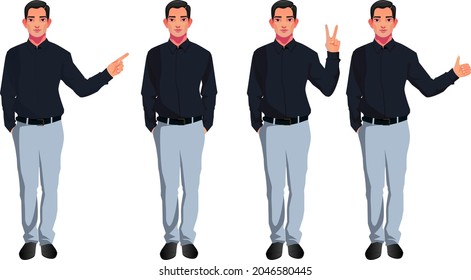 jóvenes hombres de negocios personajes en diferentes poses conjunto de estilo vectorial indio