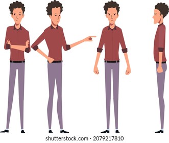 young business men vector characters design in casual clothes diffrent posses