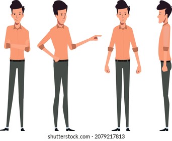 young business men vector characters design in casual clothes diffrent posses