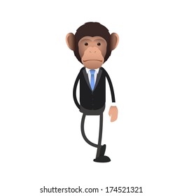 Young business monkey over white background. Vector design. 