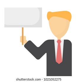 Young business people protesting.Business man holding protest posters.