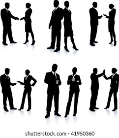 Young business people silhouettes