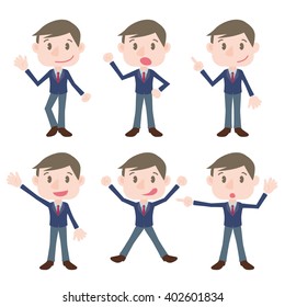 young business person character various pose clip art set, vector illustration