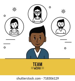Young business teamwork cartoon