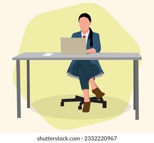  young business woman with laptop vector