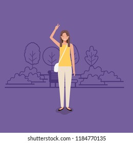 young business woman on the park