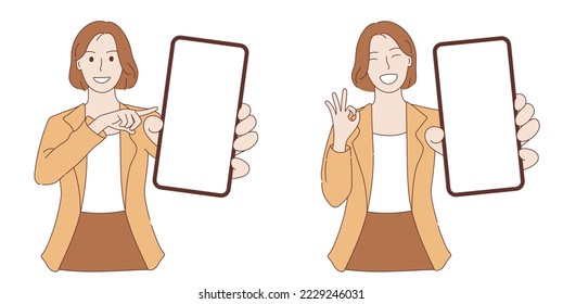 Young business Woman Show Her Phone