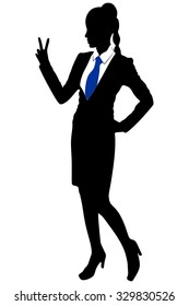 young business woman showing two fingers