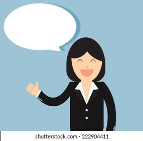 Young business woman with speech bubble 