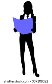 young business woman standing with her clipboard 