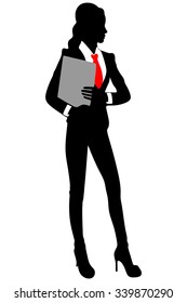 young business woman standing with her clipboard 
