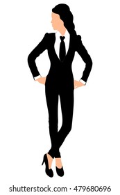 young business woman standing isolated on white background