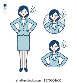 A young Business woman in a suit with anger images.
It's vector art so it's easy to edit.

