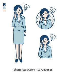 A young Business woman in a suit with be troubled images.
It's vector art so it's easy to edit.


