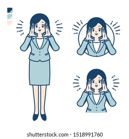 A young Business woman in a suit with Calling out loud images.
It's vector art so it's easy to edit.

