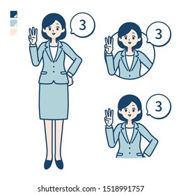A young Business woman in a suit with Counting as 3 images.
It's vector art so it's easy to edit.

