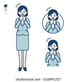 A young Business woman in a suit with surprised images.
It's vector art so it's easy to edit.

