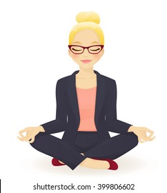 Young Business Woman In Yoga Lotus Pose 